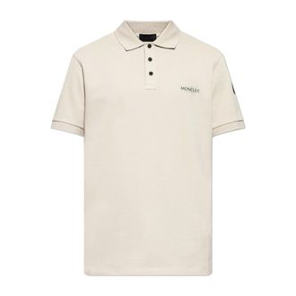 Moncler Polo Shirts, male, Beige, Size: 3XL Logo-Print Polo Shirt