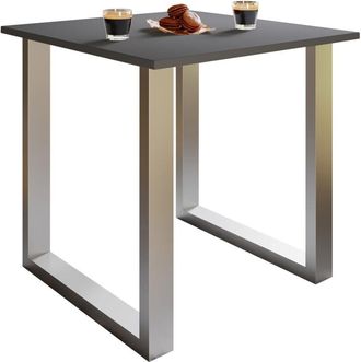ebuy24 Mesa De Madera Vcm Al. 76 X An. 80 X P. 80 Cmbase S&oacute;lida Y De Alta Calidad Pies De Hierro Mesa De Cocina - Xona U (plata / Roble De Miel)