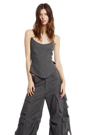 Mother of All Nemesis Leather Corset in Dark Grey at Nordstrom, Size X-Small Eu