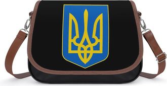 Generic Coat of Arms of Ukraine Crossbody Bag Womens Handbag PU Message Bags Shoulder Purse with Adjustable Strap