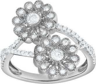 LuvMyJewelry Petals of Promise 0.50 Ct Natural Diamond 10K Gold Ring in 10K White Gold at Nordstrom, Size 7