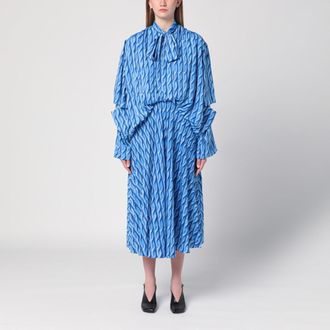 Balenciaga Midi dress with bow and blue print