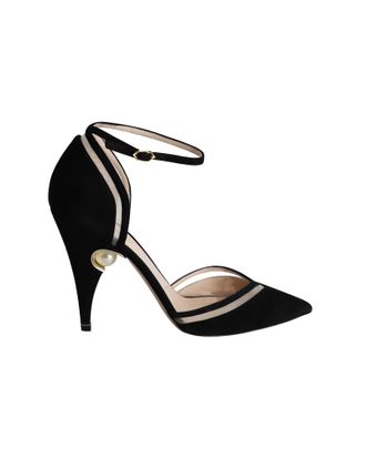 Nicholas Kirkwood Pre-owned Womens Pearl Embellished Ankle Strap Pumps in Black Suede - Size 40.5 EU/IT