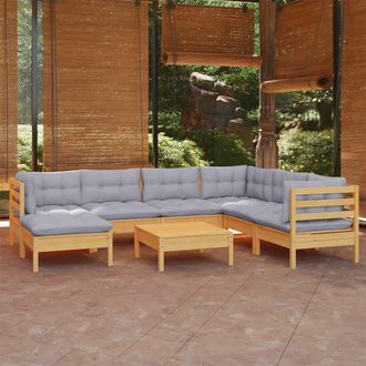 vidaXL Juego De Muebles De Jard&iacute;n 8 Pzas Y Cojines Madera Maciza Pino Vidaxl