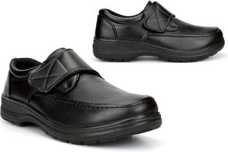 Generic Mens Wide Fit Shoes Mens Lightweight Shoes Size 12 Comfort Shoe Size 8 Wide Fit Shoe Strap Fastening Comfort Lightweight Sizes 7-12 Black 10 UK