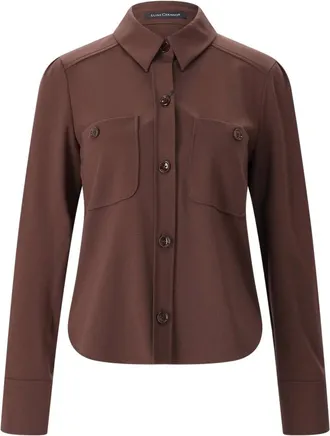 Luisa Cerano Overhemden, Dames, Bruin, XL, Leer, Shirt-Jacket Blouse
