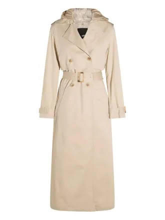 Add hooded belted trench coat - Neutrals