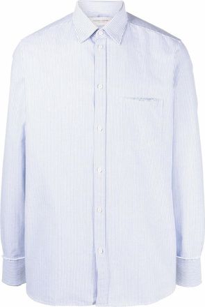 Golden Goose G logo-embroidery striped shirt - men - Cotton - M - Blue