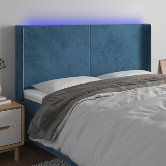 vidaXL Cabecero Con Led De Terciopelo Azul Oscuro 183x16x118/128 Cm Vidaxl
