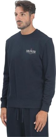 Tommy Hilfiger Blauwe Crew Neck Sweater Klassieke Stijl - Heren - Sweatshirts - Blauw - M - Katoen - Hoodies & sweatvesten