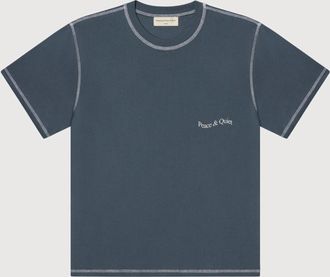Museum of Peace and Quiet Mens Wordmark Reverse Stitched Tee In Slate
