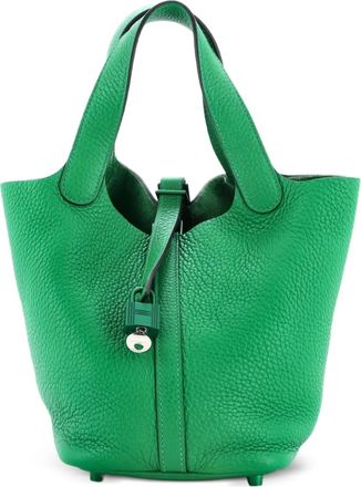 Herm&egrave;s Monochrome Picotin Lock Bag Clemence PM bucket bag - Verde