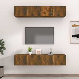 vidaXL Vidaxl - Muebles Tv 4 Uds Madera Contrachapada Roble Ahumado 80x30x30 Cm