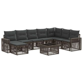 vidaXL Conjunto De Sof&aacute;s De Jard&iacute;n 9 Pcs Gris Y Gris Oscuro Vidaxl