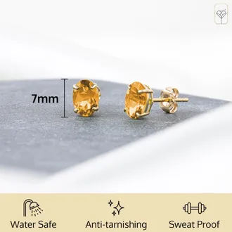MAX + STONE 14k Yellow or White Gold 7x5mm Oval Stud Earrings with Push Backs