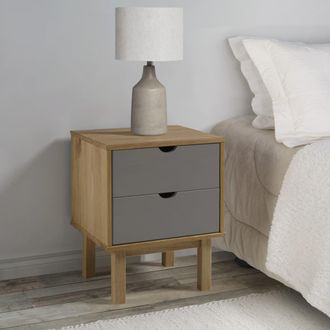 vidaXL Vidaxl - Mesita De Noche Otta Madera De Pino Marr&oacute;n Y Gris 45x39x57 Cm