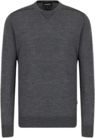 Emporio Armani Long-Sleeved Crewneck Jumper - Heren - Truien - Grijs - Maat: XL Wol