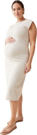 Ingrid & Isabel The Modern Muse Maternity Midi Dress in Stone at Nordstrom, Size X-Small