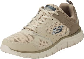 Skechers Mens Track Syntac Sneaker, Taupe Leather/Mesh/Trim, 10.5 UK