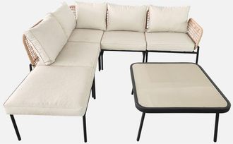 Sweeek Sof&aacute; De Jard&iacute;n En &Aacute;ngulo De Acero Y Cuerdas De 5 Plazas