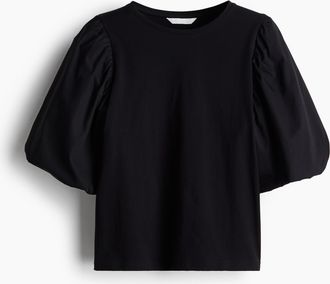 H&M Shirt mit Ballonärmeln - Schwarz