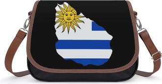 Generic Uruguay Map Flag Crossbody Bag Womens Handbag PU Message Bags Shoulder Purse with Adjustable Strap
