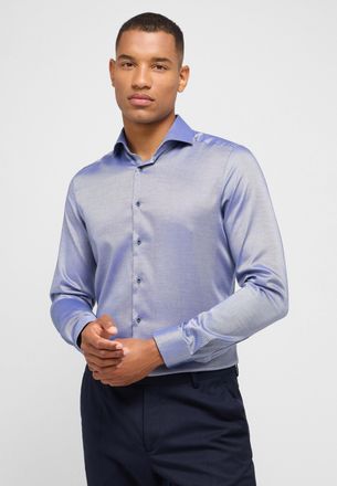 Eterna Langarmhemd ETERNA SUPER SLIM, Herren, Gr. 36, N-Gr, blau (wei&szlig;, navy), 40% Baumwolle, 4% Elasthan, 56% Lyocell, schmal, Manschette, Hemden Langarmhem