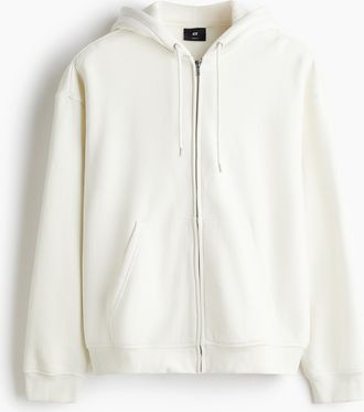 H&M Hoodiejacke in Loose Fit - White