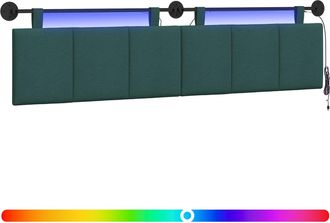 vidaXL Cabecero Colgante Con Luz Led Verde Oscuro Tela Vidaxl