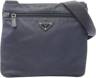 Prada Pre-owned Cross Body Bags, female, Blue, Size: ONE SIZE Pre-owned Vintage Nylon Shoulder Bag