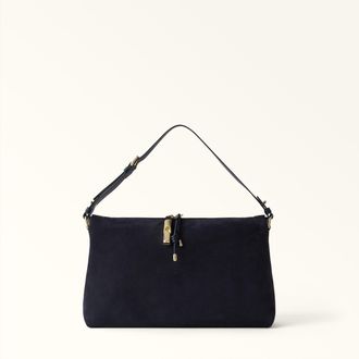 Furla Debby Borsa A Spalla L Toni Mediterraneo Blu Camoscio + Pelle Di Vitello Sidney Donna