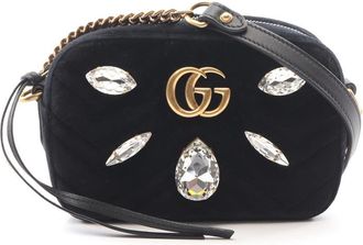 Gucci Pre-owned Gucci Mini GG Marmont Crystal Embellished Matelasse Velvet Crossbody Ladies UHEF2O7RE0PWSH5H