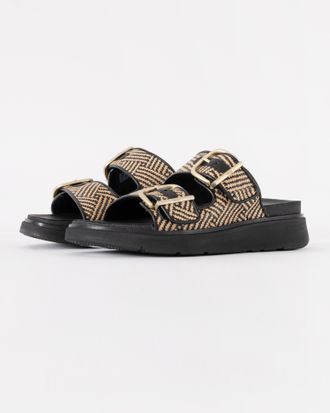 FitFlop Fitflop Womens GEN-FF Two-Bar Slides in Black Leather - Size UK 5