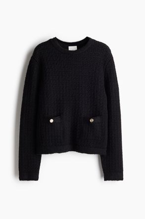 H&M Pullover in Pointellestrick - Schwarz