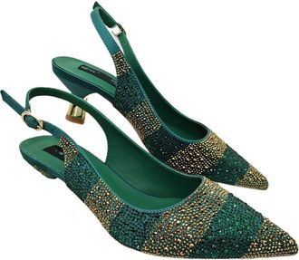 Generic Womens Satin Pointy Toe Pumps and Clutch Bag Set Sparkly Rhinestone Decoration for Evening Party Wedding