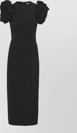 Rotate crepe puff-sleeve fitted midi dress