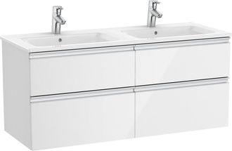 Roca Pack Unik Mueble De 4 Cajones + Lavabo Doble The Gap - Roca Color: Blanco Brillo