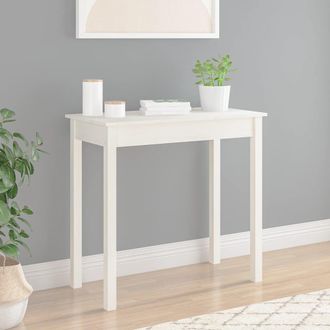 vidaXL Vidaxl - Mesa Consola De Madera Maciza De Pino Blanco 80x40x75 Cm
