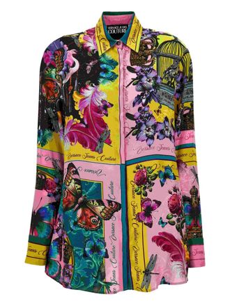 Versace Jeans Couture Blouse met vlinderprint en vlakken - Roze
