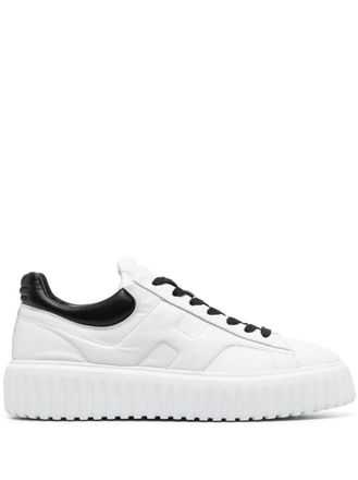 Hogan White H-Stripes Leather Sneakers