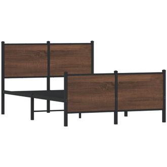 vidaXL Vidaxl - Estructura De Cama Sin Colch&oacute;n Metal Marr&oacute;n Roble 137x190 Cm