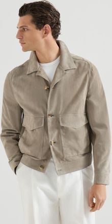Brunello Cucinelli Suede jacket in Khaki at Nordstrom, Size Xxx-Large Eu