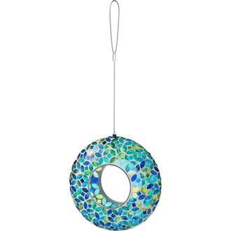 Glitzhome Glass Round Hanging Multi-Color Mosaic Birdfeeders in Green at Nordstrom, Size Medium