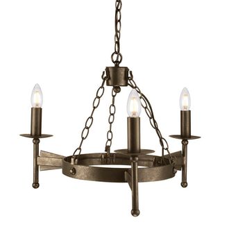Netlighting Cromwell Chandelier 3 Light Old Bronze Finish E14 in Brown