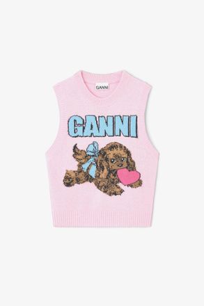 Ganni Pink Puppy Wool Vest