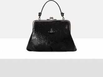 Vivienne Westwood Granny Frame Purse Python-effect Emboss Black