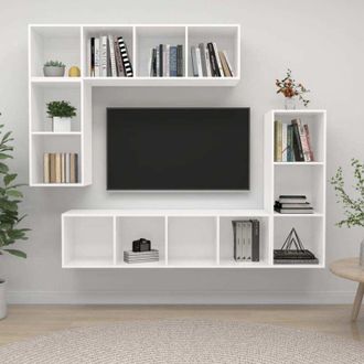vidaXL Vidaxl - Set di Mobili Porta tv 4 pz Bianco in Legno Multistrato