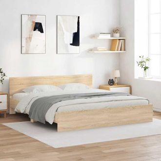 vidaXL Estructura De Cama Con Cabecero Roble Sonoma 180x200 Cm Vidaxl