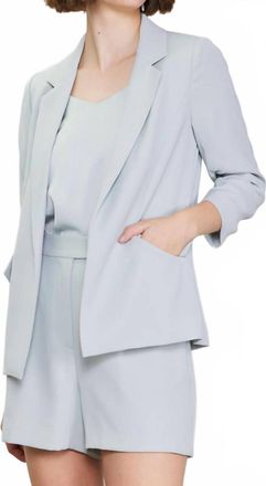 Skies Are Blue Clothing Shirred Sleeve Blazer In Dove Gray