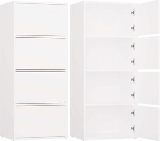 OEM C&oacute;moda Moderna Blanca De 4 Puertas, Mueble Para Sal&oacute;n, Dormitorio U Oficina, Sin Tiradores, De F&aacute;cil Apertura, Fabricada En Polonia
